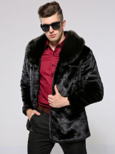 Men's Faux Fur Bomber Jackets Winter Outerwear