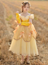 Vestidos da menina de flor fora do ombro de veludo coreano comprimento do tornozelo sem mangas uma linha plissado formal crianças vestidos de princesa