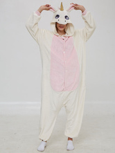 Unicorn Kigurumi Pajamas Onesie Furry Tail White Flannel for Adult Winter Sleepwear Animal Costume Halloween