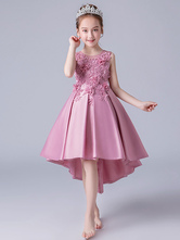 Vestidos da menina de flor Jewel Neck mangas bordadas vestidos formais Pageant Crianças