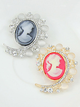 Vintage Wedding Brooch Cameo Victorian Beauty Portrait Jewelled Oval Opening Pin Brooch