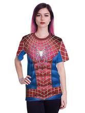 Anime-T-Shirts Polyester Spider-Man Kämpfen Polyester Rot-Kurzschluss-Hülsen-T-Shirt