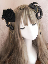 Accessori Lolita 2024 Accessorio per capelli Lolita gotico Fiocco in raso color cavel Rose Cavel