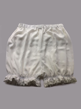 Lolitashow White Lolita Bloomers Lace Ruffles Cotton Lolita Shorts For Women