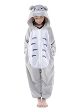 Kigurumi Pajamas Cat Onesie For Kids Gray Synthetic Winter Sleepwear Mascot Animal Costume Halloween
