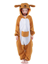 Kigurumi Pajamas Kangaroo Onesie For Kids Yellow Synthetic Winter Sleepwear Mascot Animal Costume Halloween
