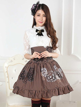 Lolitashow Sweet Lolita Skirt Black And White Gear Steampunk SK Lolita Skirt
