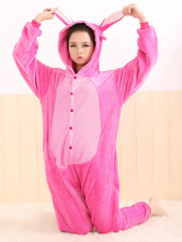 Kigurumi Pajamas Stitch Onesie For Adult Fleece Flannel Pink Anime Animal Cosplay Costume Halloween