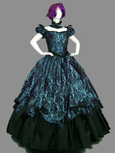 Victorian Dress Costumes Women's Blue Marie Antoinette Short Sleeves Ball gown Victorian Era Style Set Masquerade Vintage Dress