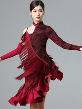 Faschingskostüm Latin Dance Kleider Rüschenkleid mit Fransen Latin Dancer Dancing Wear