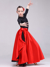 Paso Doble Dance Skirt atada vermelha saia longa para mulheres e crianças