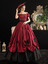 Victorian Dress Costumes Prom Dress Red Trumpet Short Sleeves Bow Ball Gown Dress Victorian Era Clothing Marie Antoinette Costume Halloween
