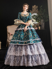 Victorian Dress Costumes Women's Rococo Retro Costumes Women's Lace Ruffle Jacquard Marie Antoinette Costume Masquerade Ball Gown