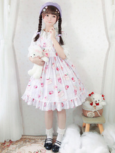Sweet Lolita JSK Dress Cherry Cake senza maniche con volant Lolita Jumper Gonne