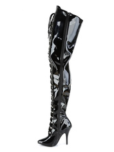 Women Sexy Boots Pointed Toe Zipper Sequins Stiletto Heel Rave Club Black Over The Knee Boots