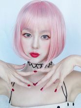 Lolita doce peruca Bob curto fibra resistente ao calor suave rosa Lolita peruca de cabelo