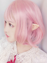 Sweet Lolita Wig Light Pink Short Fibre résistante à la chaleur Perruques de cheveux Lolita
