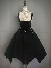 Vestido Gothic Lolita JSK Falda Jumper Lolita con Cordones Negra