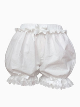 Pantalones cortos de lolita flojos blancos de encaje florales