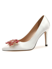 Women's Rhinestone Flower Stiletto Heel Evening Pumps Bridal Shoes
