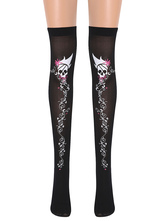 Skull Girl Saloon Medias Calcetines hasta la rodilla Accesorios para disfraces de Halloween Cosplay
