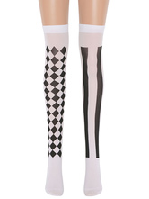 Women Saloon Stockings Plaid Strips Knee High Socks Halloween Cosplay Costume Accessories