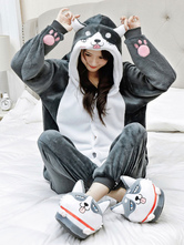Kigurumi Pajamas Husky Dog Onesie Adults Unisex Flannel Winter Sleepwear Costume Cosplay Halloween