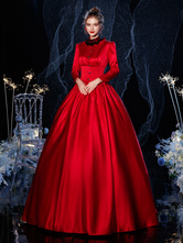Vestido de graduación rococó victoriano Retro vestido de encaje rojo algodón Cosplay disfraz Carnaval