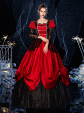 Rococo Victorian Retro Costume Dress Masquerade Semi Sheer Lace Cotton Cosplay Costume Carnival