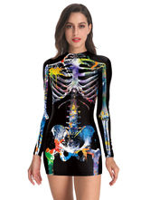 Frauen HalloweenCostumes Schwarz Stretch Kleid Polyester Bodycon Feiertage Kostüme