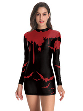 Costumes d'Halloween pour femmes Robe extensible noire rouge Costumes de vacances moulantes en polyester