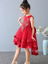 Flower Girl Dresses Jewel Neck Tulle Sleeveless With Train Princess Kids Pageant Dresses
