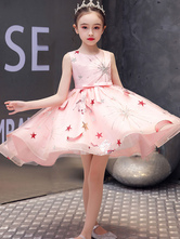 Flower Girl Dresses Jewel Neck Tulle Sleeveless With Train Princess Silhouette Kids Party Dresses