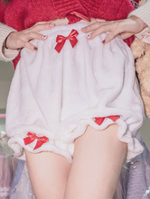 Sweet Lolita Bloomers Pantalones cortos de Lolita de felpa con lazo blanco