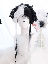 Harajuku Fashion Lolita Wig Long Highlighting Hair Fibra resistente al calor Negro Lolita Accesorios