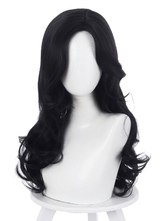Perruque de Cosplay noire perruque frisée en fibre résistante à la chaleur perruques de cosplay