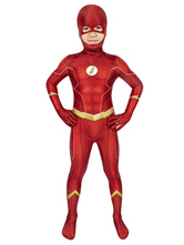 Superhelden-Kostüm für Kinder Rot Lycra Spandex The Flash Barry Allen Ganzkörper-Overall-Trikotanzug