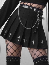 Black Gothic Skirt Chain Polyester Retro Dress