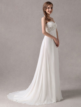 Sweep Ivory Chiffon Wedding Dress with Empire Waist 