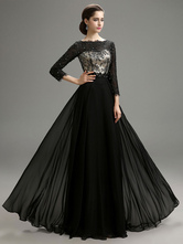 Gothic Black Wedding Dress Lace Beaded Bateau Neckline Bridal Dresses