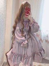 Sweet Lolita OP Dress Provence Lavender Ruffle Bow Lolita One Piece Dress