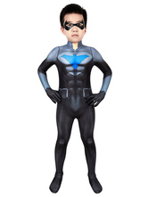 Nightwing Dick Grayson Kid Cosplay Jumpsuit DC Ciomics Cosplay Costume Blue Polyester Catsuits Zentai