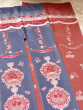 Meias clássicas lolita Infanta azul profundo spandex estampa floral acessórios lolita