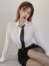 Traje feminino sexy para menina da escola conjunto de 4 peças com gravata com costas em camiseta e top outfits