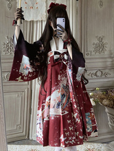 Traditionelle japanische Lolita-Mäntel Schwarzer Polyester-Blumendruck-Sommer-Lolita-Mantel