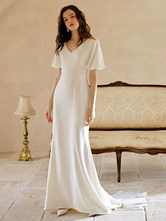 Schlichtes Brautkleid Standesamtkleider Polyester und Reißverschluss Mermaid- Weiß Standesamtkleid