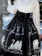 Sweet Lolita SK Dress Swan Pattern Ruffles Gonne Lolita posteriori in poliestere