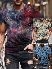 T-shirts Casual Jewel Neck Printed Short Sleeves