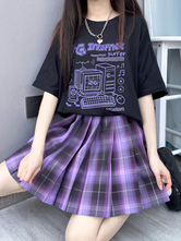 Blusa Lolita Para Mujer Cuello Joya Manga Corta Camiseta De Poliéster Negro