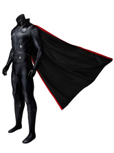 Herren Superheld Kostüm Schwarz Halloween Lycra Spandex Ganzer Körper Mantel Catsuits & Zentai